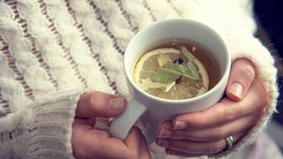 Frauenhände halten eine Tasse Tee mit Zitrone und Kräutern. - Foto: ozgurkeser/iStock