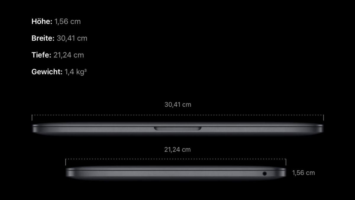 Die Maße des neuen MacBook Pro (2022) in 13 Zoll