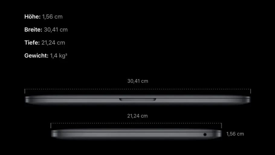 MacBook Pro (2022) Die Maße des neuen MacBook Pro (2022) in 13 Zoll