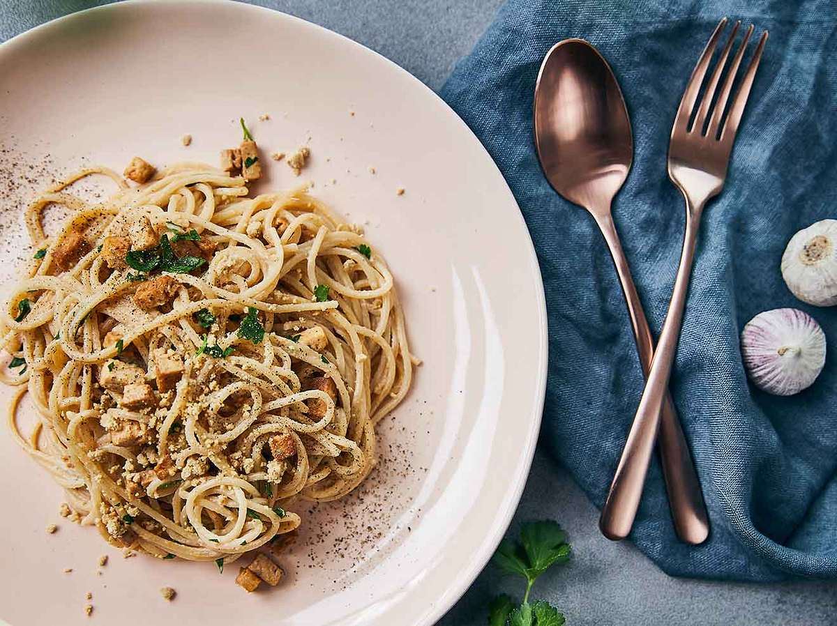 Vegane Pasta: Rezept für vegane Spaghetti Carbonara