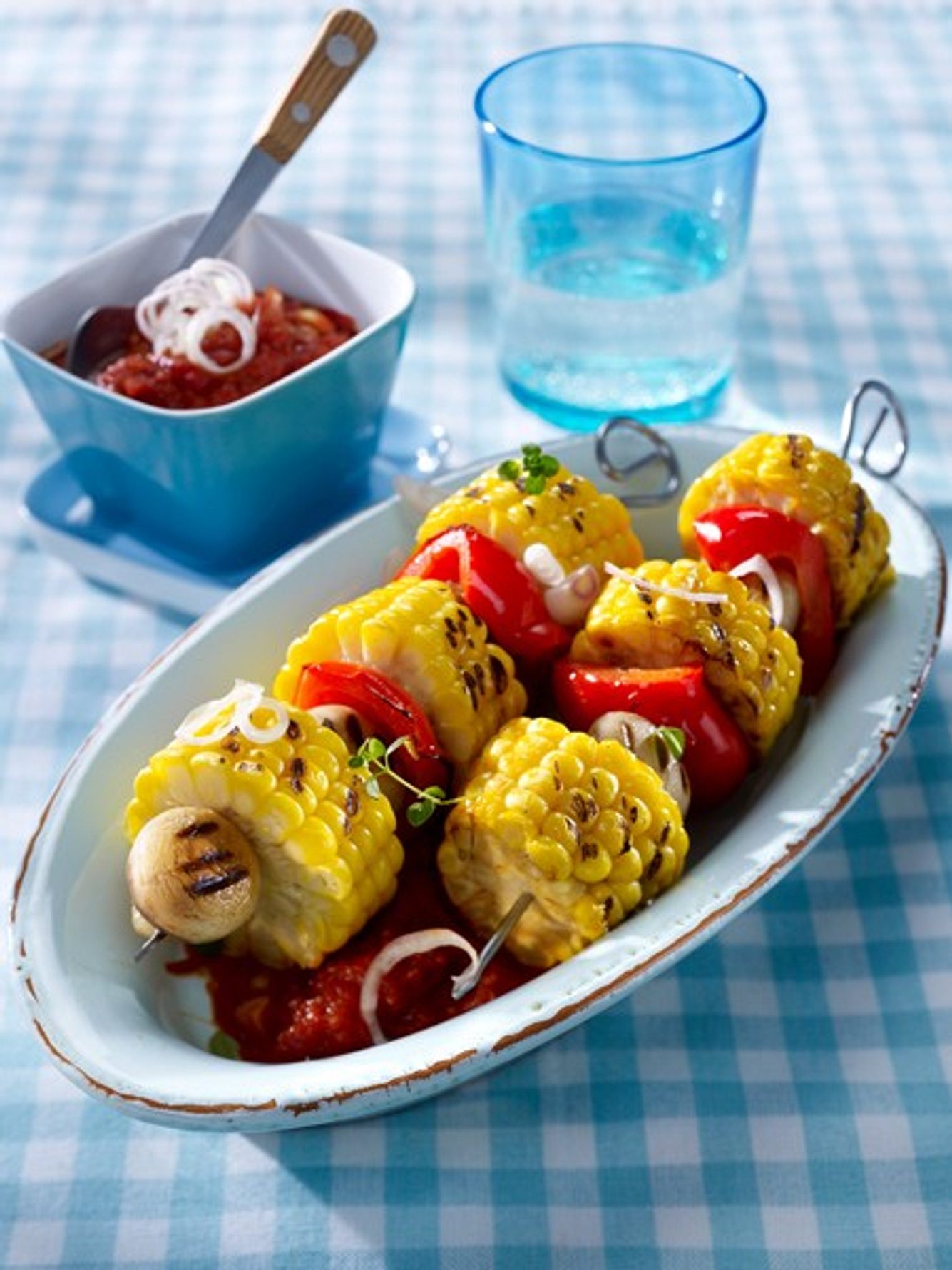 vegetarische grillrezepte mais paprika spiesse