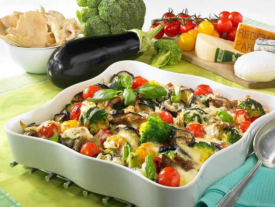Vegetarischer Low Carb Auflauf mit viererlei Käse