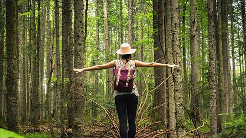 Frau genießt die Natur im Wald. - Foto: Beli_photos/iStock
