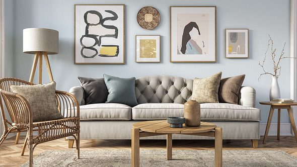 Wandgestaltung Wohnzimmer - Foto: iStock/CreativaStudio