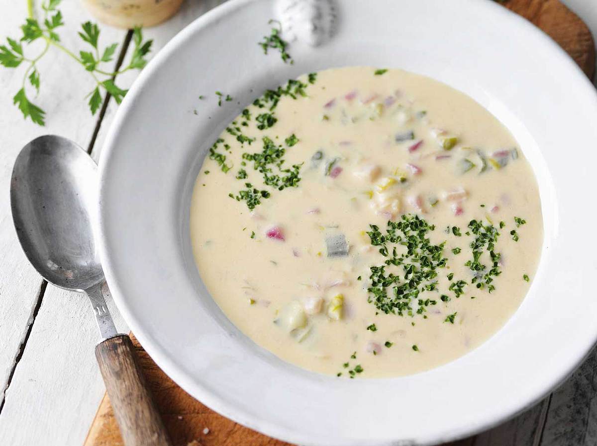 WDR-Sendung Heimathäppchen: Rezept für Düsseldorfer Senfsuppe