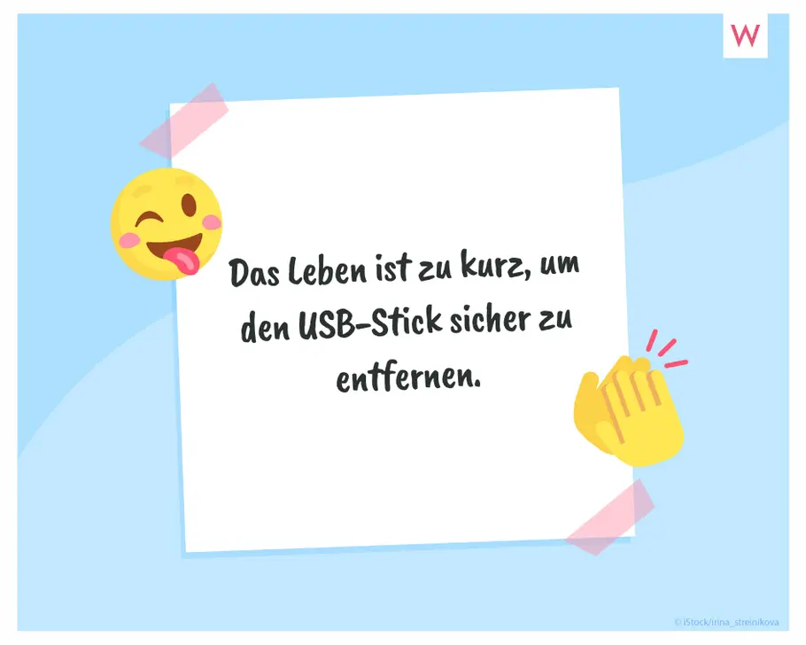 Zeit ist wertvoll WhatsApp-Spruch über USB-Stick