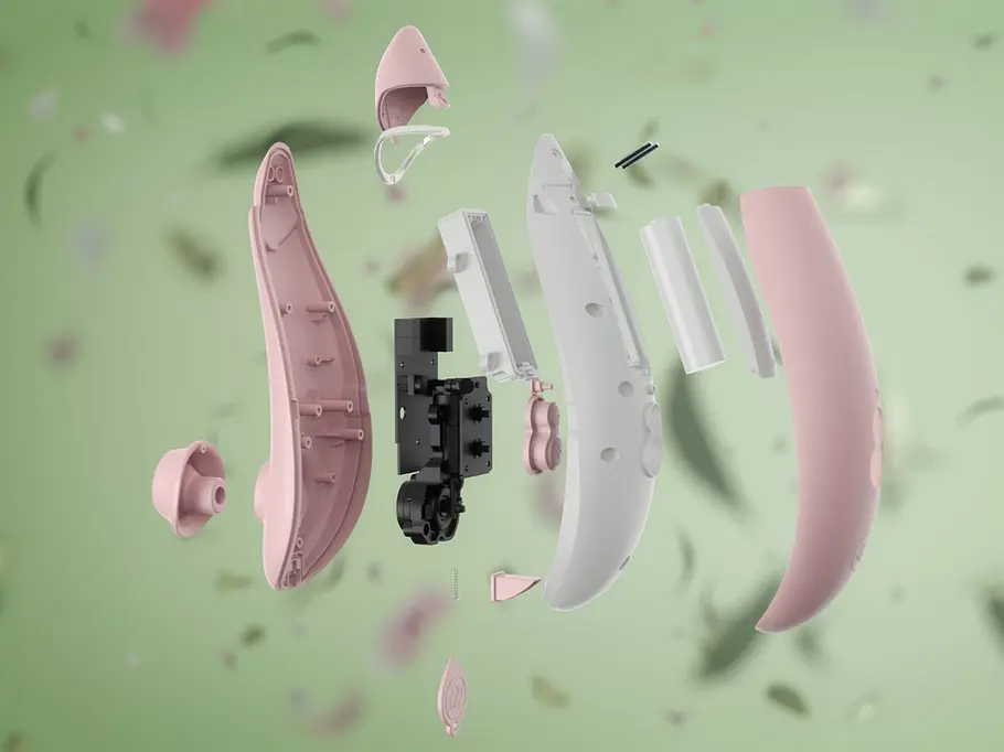 So sehen die recyclebaren Einzelteile des Womanizer Premium eco aus