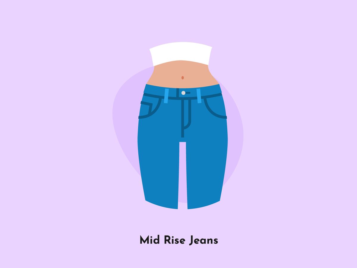 Die Bundhöhe zwischen Hüfte und Taille liegt bei einer Mid Waist Jeans maximal fünf Zentimeter unter dem Bauchnabel.