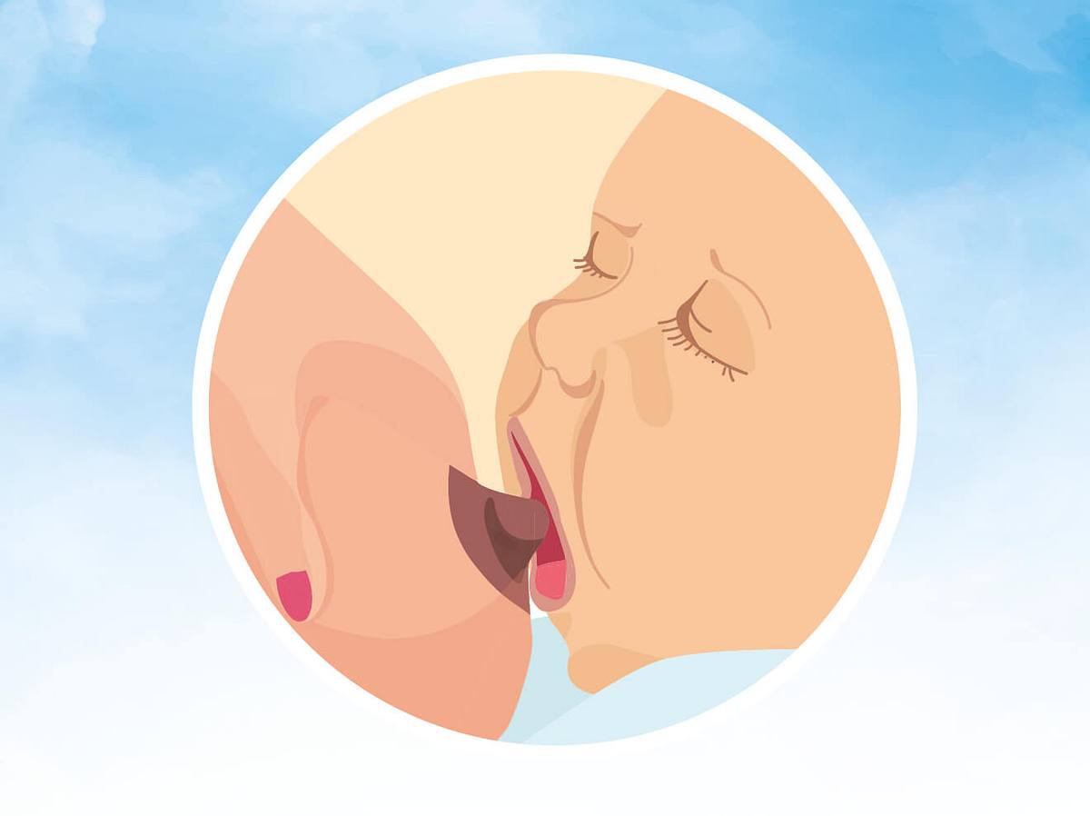 Beim Anlegen ist besonders wichtig, dass das Baby nicht nur die Brustwarze selbst, sondern auch einen großen Teil des Warzenvorhofs mit in den Mund nimmt.