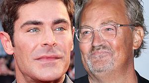 Die Gesichter von Matthew Perry und Zac Efron - Foto: Collage aus Matt Winkelmeyer/Getty Images (links) & Phillip Faraone/Getty Images for GQ (rechts); Collage: Wunderweib Redaktion