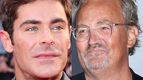 Die Gesichter von Matthew Perry und Zac Efron - Foto: Collage aus Matt Winkelmeyer/Getty Images (links) & Phillip Faraone/Getty Images for GQ (rechts); Collage: Wunderweib Redaktion